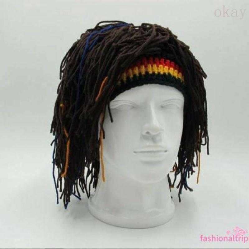 Gimbal uniseks Y.O-reggae, topi rajutan Jamaica, rambut berjalin ...