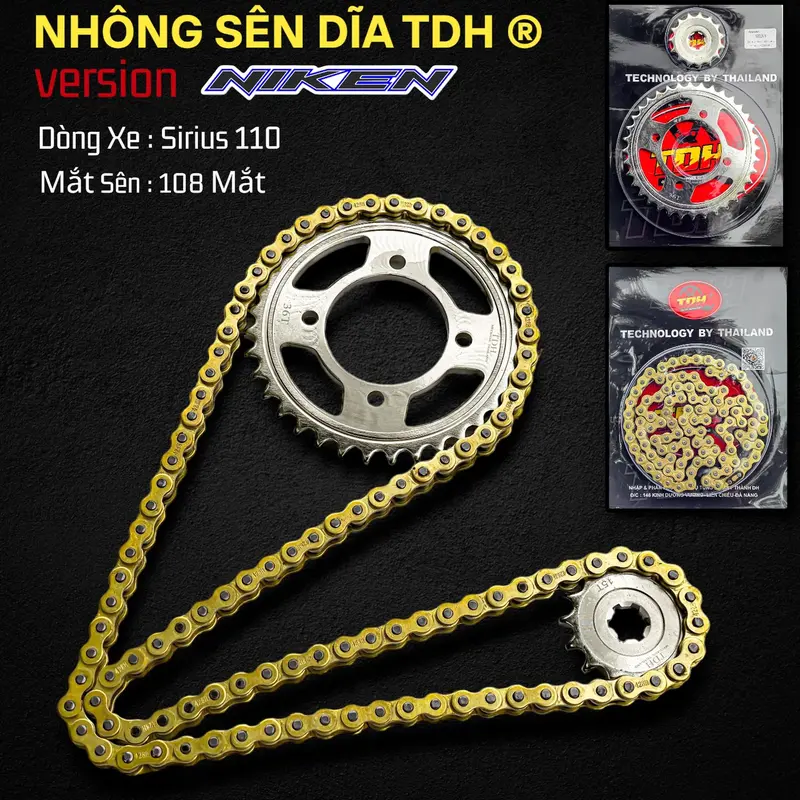 [ Thành DH ] Nhông Sên Dĩa TDH V2 Lắp Cho Sirius 110 - 50 - Wave - Dream [ Sên 10 Li/ 108 Mắc Lắp Cho Gắp Dài ] Phụ Tùng 3