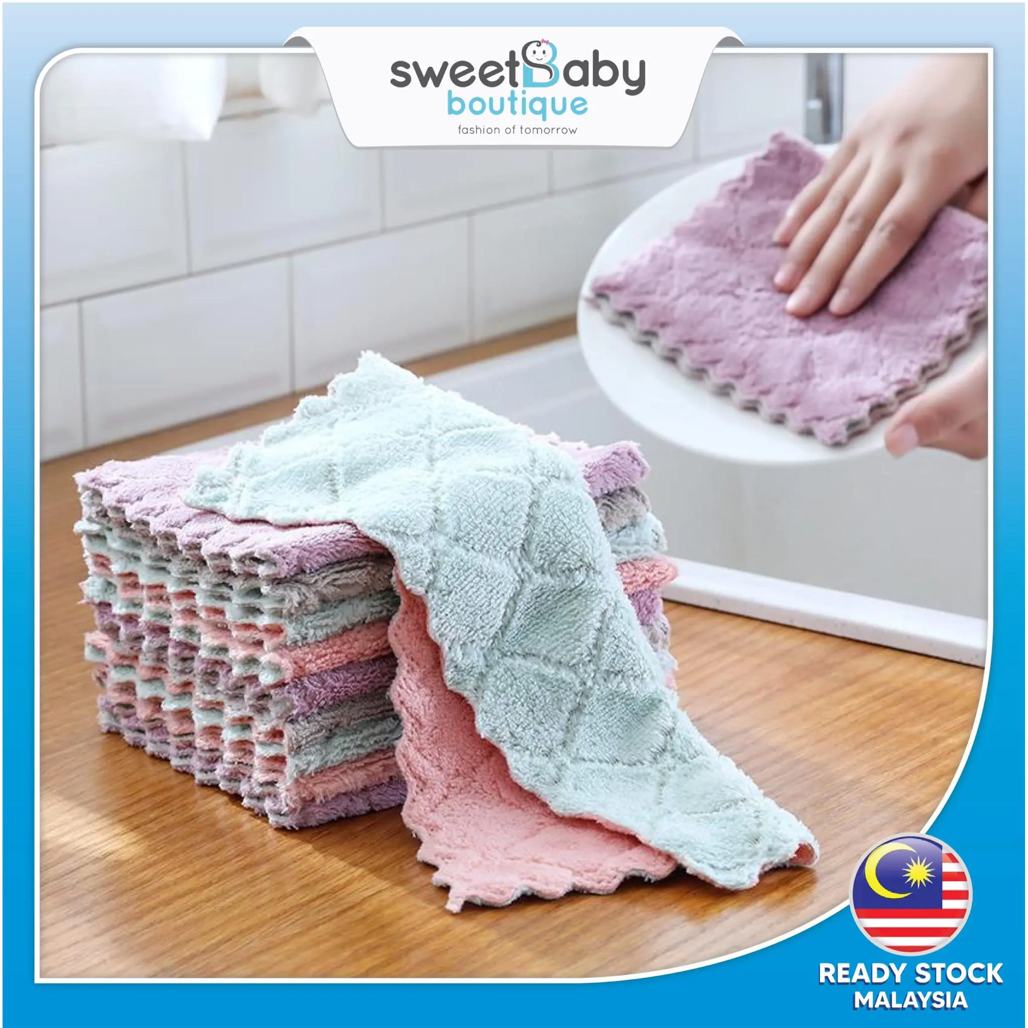 Kitchen cleaning dishwashing dishcloth Double-sided Rag fleece thickened pineapple Oil-free absorbent rag