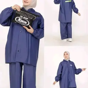 Setelan Jas Hujan Tebal XWIN bahan pvc 025 / Raincoat pria dan wanita dewasa