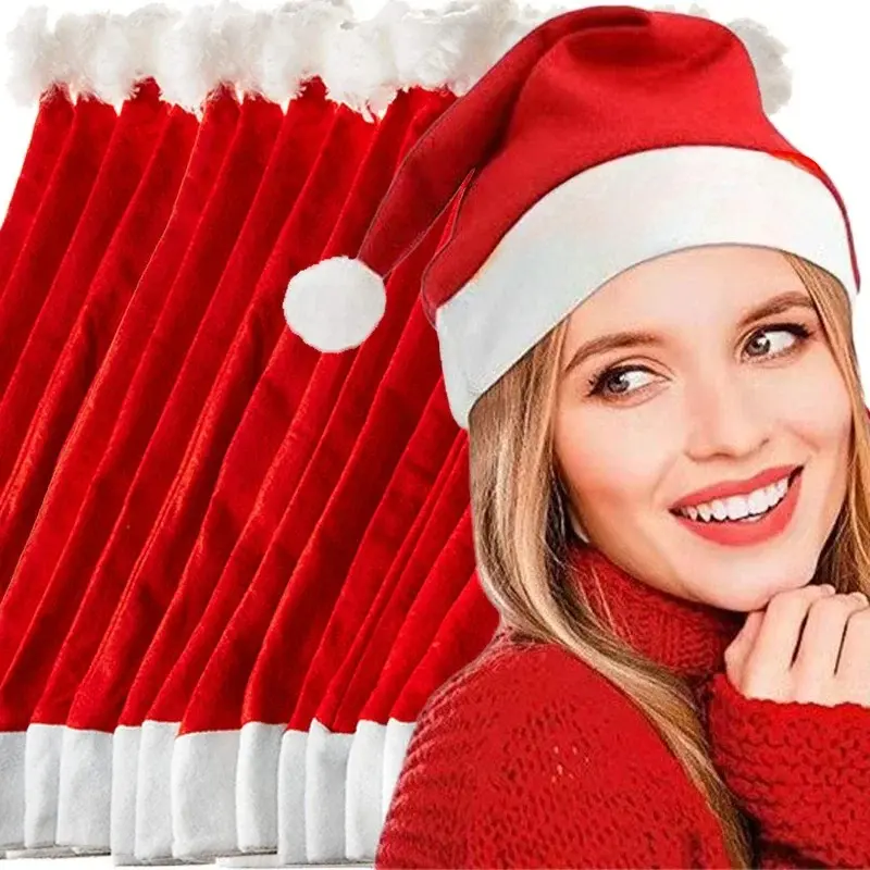 Non-woven Christmas Hats for Adults Kids Thickened Santa Claus Xmas Hats Merry Christmas New Year Party Decoration Gifts