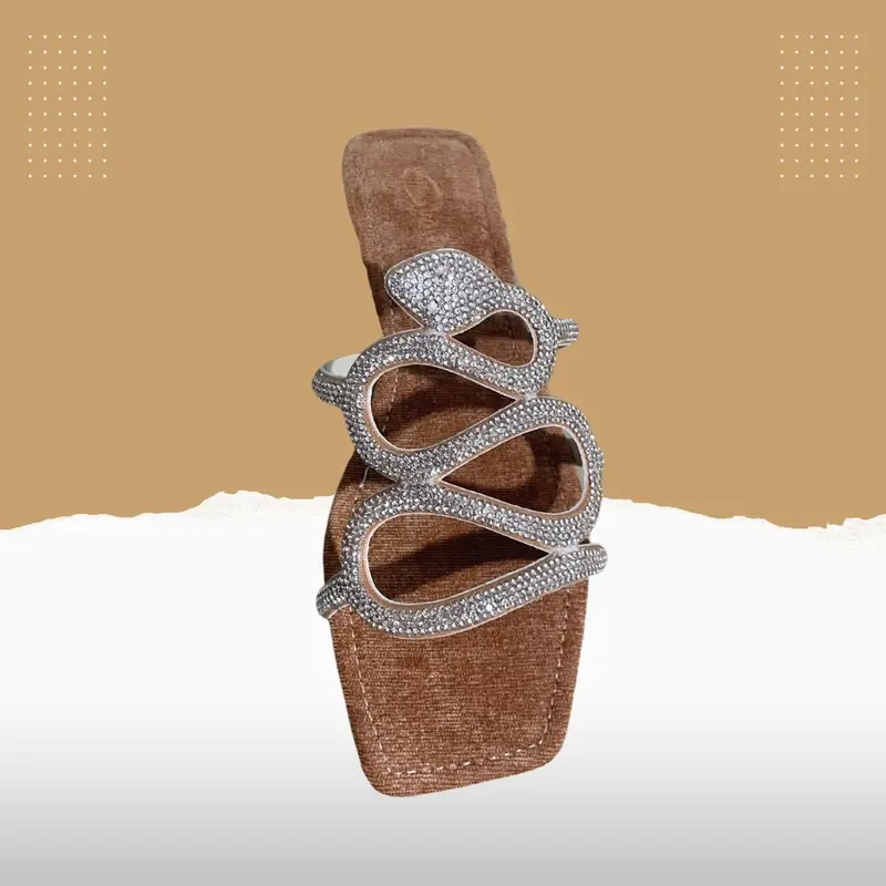 Dép Lê Nữ Mũi Vuông, Quai Đá Rắn, Dế Chống Trơn Trượt DéP GiàY anh88Shoes Hoa Quai Hậu 3