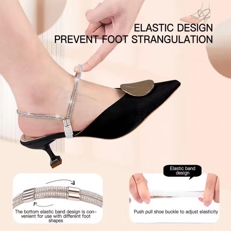 Tali Sepatu Wanita Elastis Anti-Lepas Berlian Rhinestone Sepatu Hak Tinggi Pita Pergelangan Kaki Tanpa Ikat Tali Sepatu Wanita Elastis Anti-Lepas Berlian Rhinestone Sepatu Hak Tinggi Pita Pergelangan Kaki Tanpa Ikat