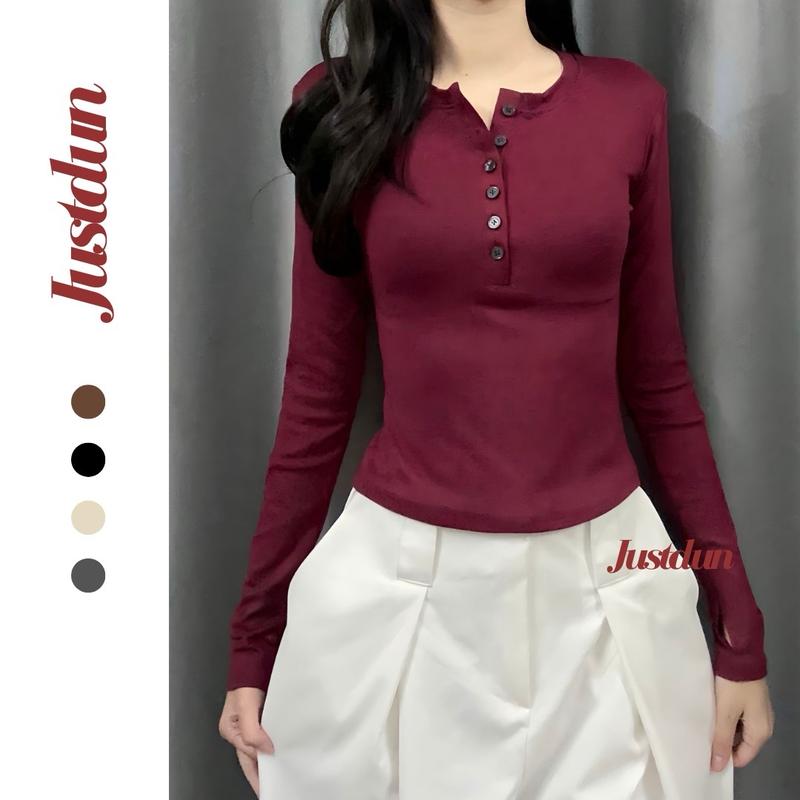 Áo thun dài tay khuy cúc cổ cotton 4 chiều co giãn Z12