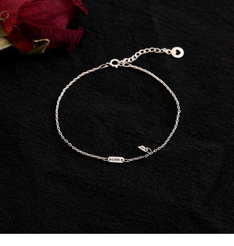 Product Introduction of 925 Silver Luck Square Plate Lucky Bracelet Niche Design Student Jewelry Ins Cold Style Female Exquisite and Versatile Female 3
