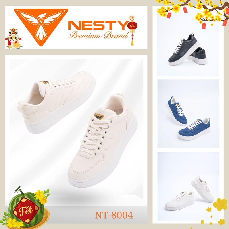 Giày Sneaker Nữ Trắng Đen Kem JEAN NESTY Chất Liệu Cao Su Tổng Hợp Siêu Nhẹ NT-8004 0