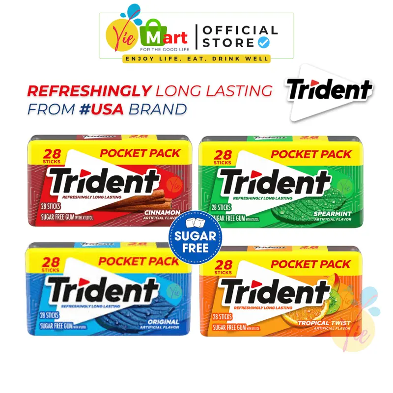 Kẹo Gum Trident Không Đường Sugarfree Thơm Mát Đủ Hương Vị - Thái Lan 0