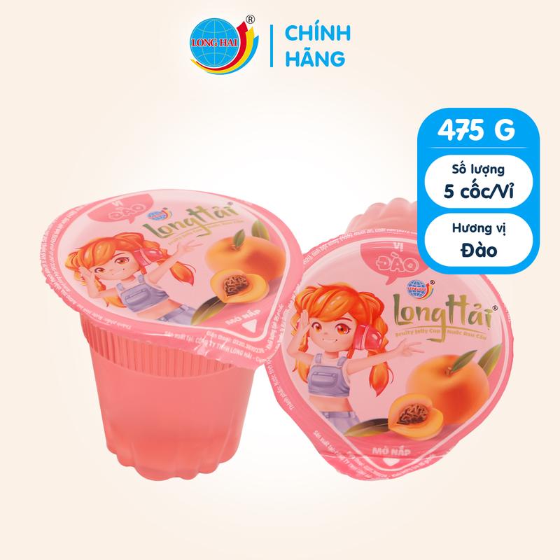  Nước rau câu Long Hải 95g cốc đóng vỉ 05 cốc - Vị đào Snack Ăn Vặt Food 