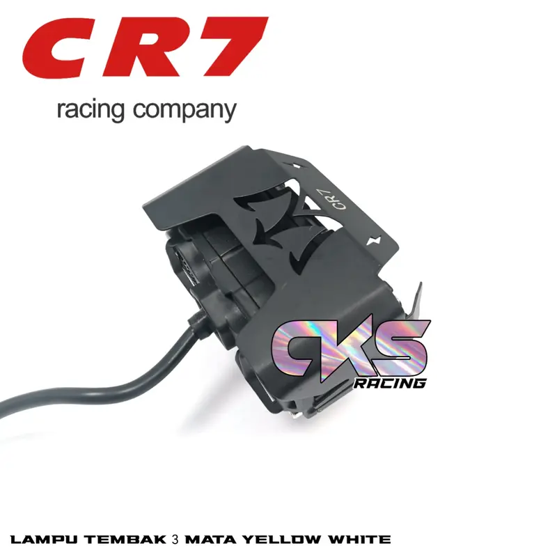 LAMPU TEMBAK LED FOGLAMP CR7 SQL 3 MATA 30W HIGH LOW LASER GUN PUTIH KUNING 3