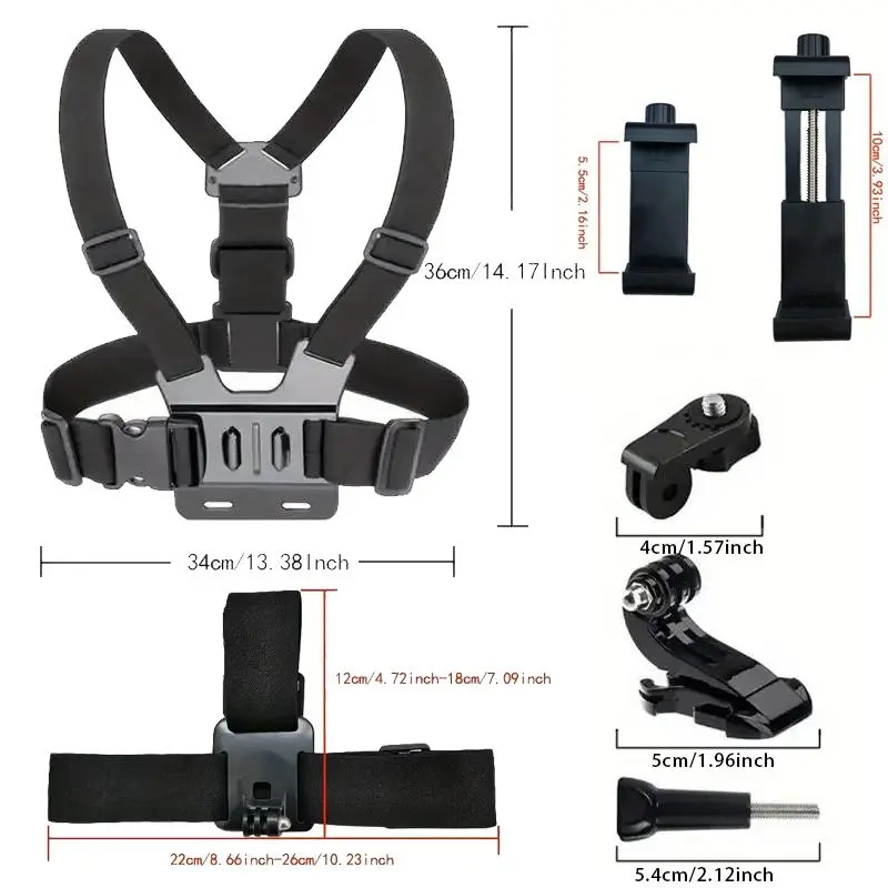 Kit de montaje con correa para cámara de acción y clip para teléfono, compatible con GoPro, Osmo Action y smartphones, accesorios para cámaras deportivas ELECCIONES - Foto 2