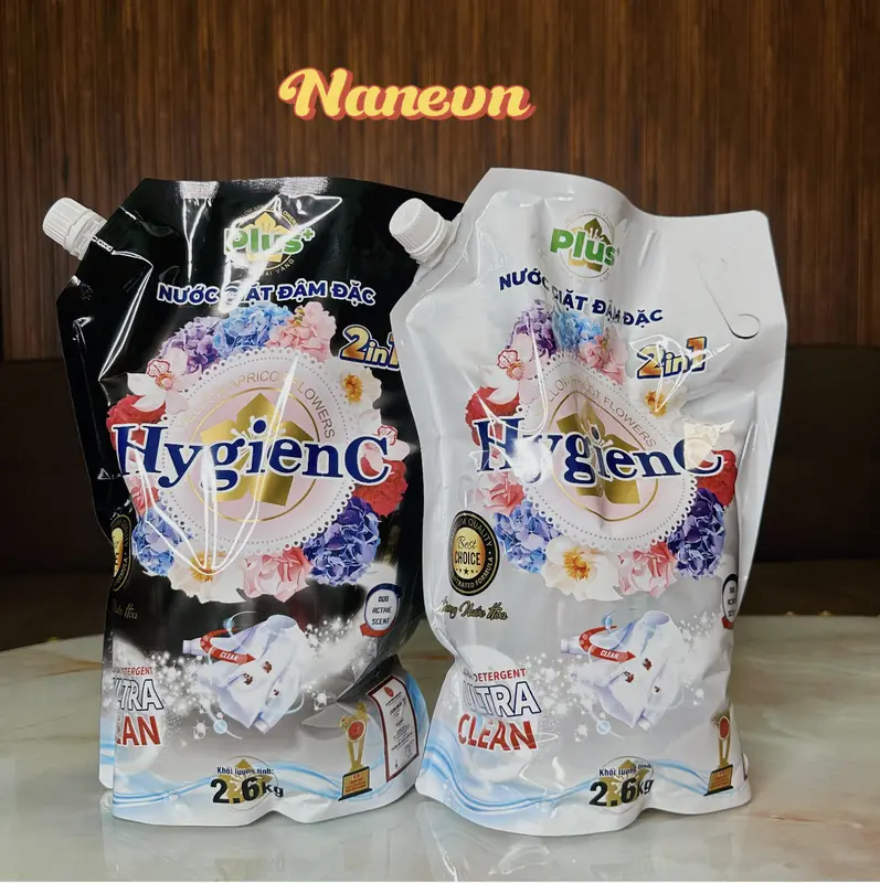 Hot [ComBo 3 Túi] Nước giặt HygienC Plus đậm đặc công nghệ thái lan - Dung tích 2600ml Làm Sạch (Tặng 1 Chai BoDymist - 2 túi xả 200ml - 1chai Xịt Thơm) 5