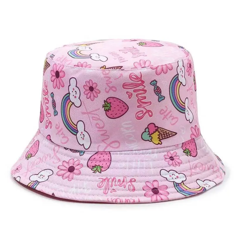 2-12 years old children's cartoon print cute fisherman hat sun protection