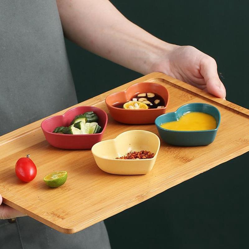 Creative Wheat Straw Heart Shape Seasoning Dish Mini Washable Salted Cabbage Dish Unbreakable Nordic Style Soy Sauce Dishes Home 5