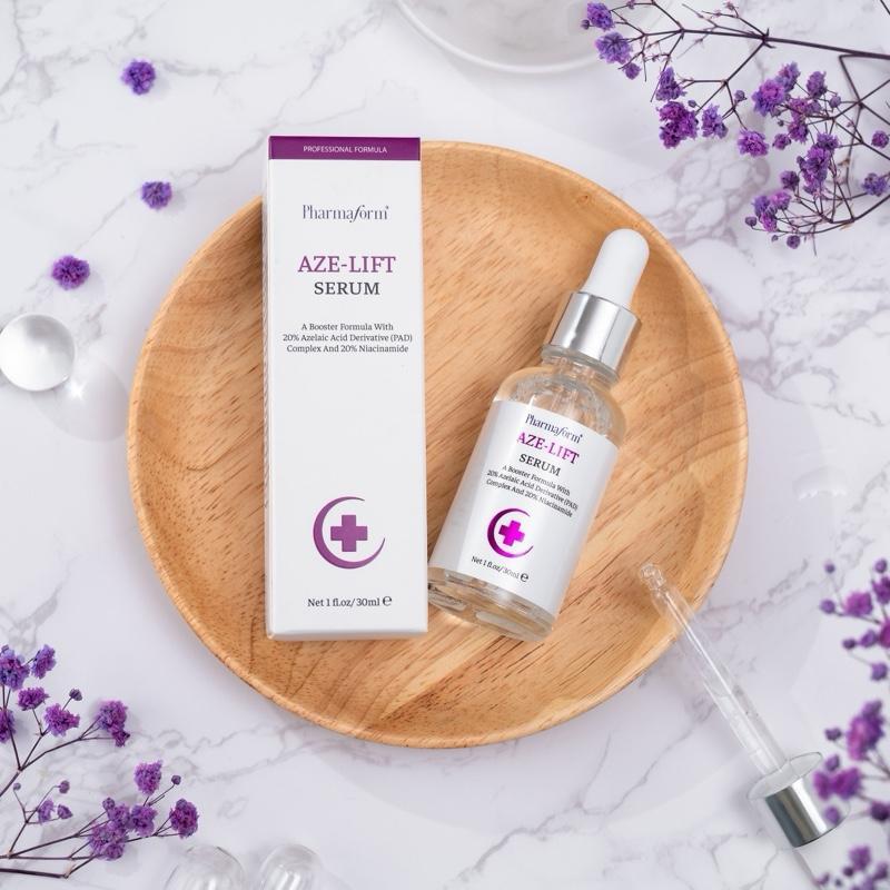 Serum Pharmaform Aze-Lift 20% Azelaic Acid 20% Niacinamide giúp kiểm soát dầu thu nhỏ lỗ chân lông giảm mụn thâm 30m