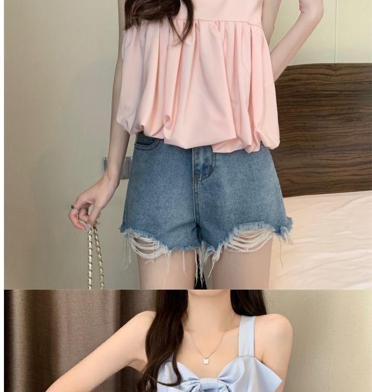 Product Introduction of Tiktok Hot Sale French Sweet Bowknot Loose Small Sling Vest Women's Inner Wear Summer Niche Design Outer Wear Short Top 6