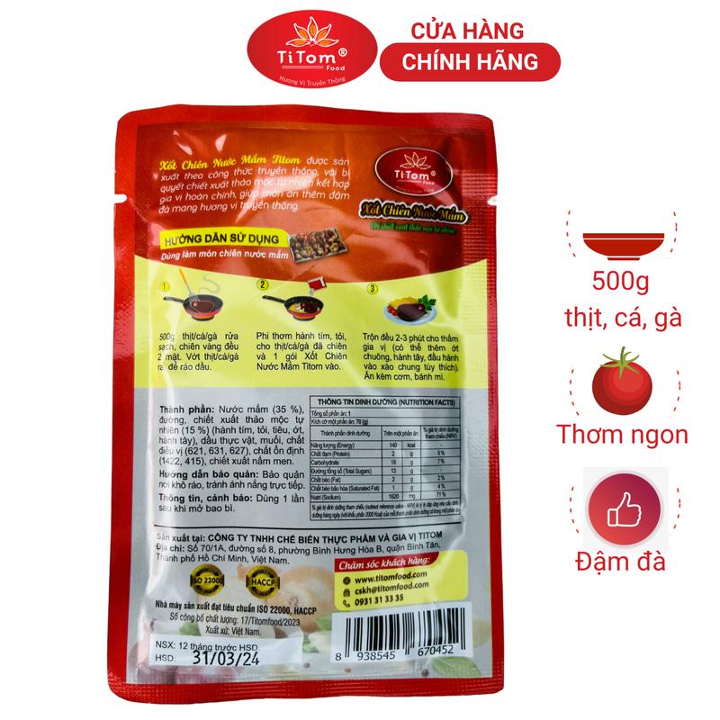 Xốt chiên nước mắm cá, thịt, gà Titom gói 70g - công thức truyền thống, hương vị đậm đà 2