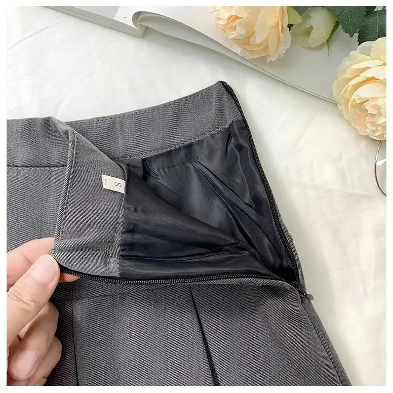 Chân Váy Xếp Ly Chữ A, Cạp Cao, Màu Trơn Thiết Kế 7