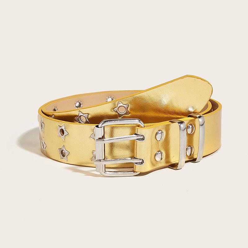 Product Introduction of Punk Style Star Double-Breasted Belt Waist Strap Hollow Out Pu Leather Jeans Decorative Fashion Waistband 28