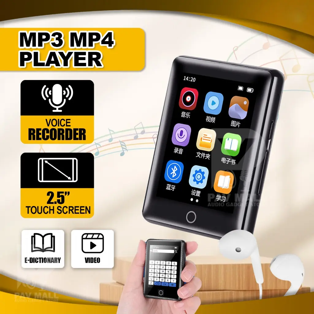 Built in 4GB MP3 Music Player |   2.5 "Touch Screen MP4 Player |   Audio Media Player |   Voice Recorder E-Dictionary Music Walkman Portable Player