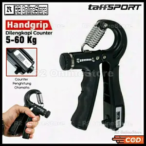 TaffSPORT Hand Grip Adjustable Handgrip Olahraga Tangan 5 - 60 kg - Portable Original - Alat Olahraga Gym Di Rumah Hangrip Genggam Hitung Otomatis With Counter Digital Untuk Melatih Latihan Kekuatan Otot Tangan Lengan Jari Jari Anak Dewasa Pria Wanita Ori