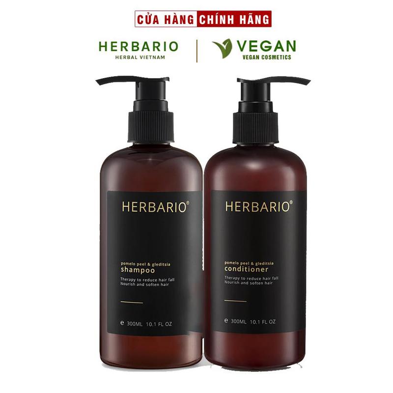 Bộ đôi Dầu Gội bồ kết & vỏ bưởi herbario 300ml + Dầu Xả Bồ Kết & vỏ bưởi Herbario 300ml