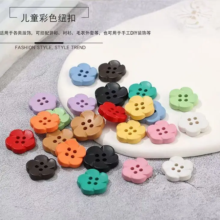DIY Cartoon Button Resin Flower Button Children's Sweater Button Flower Button Shirt Button Cute Four Eye Button
