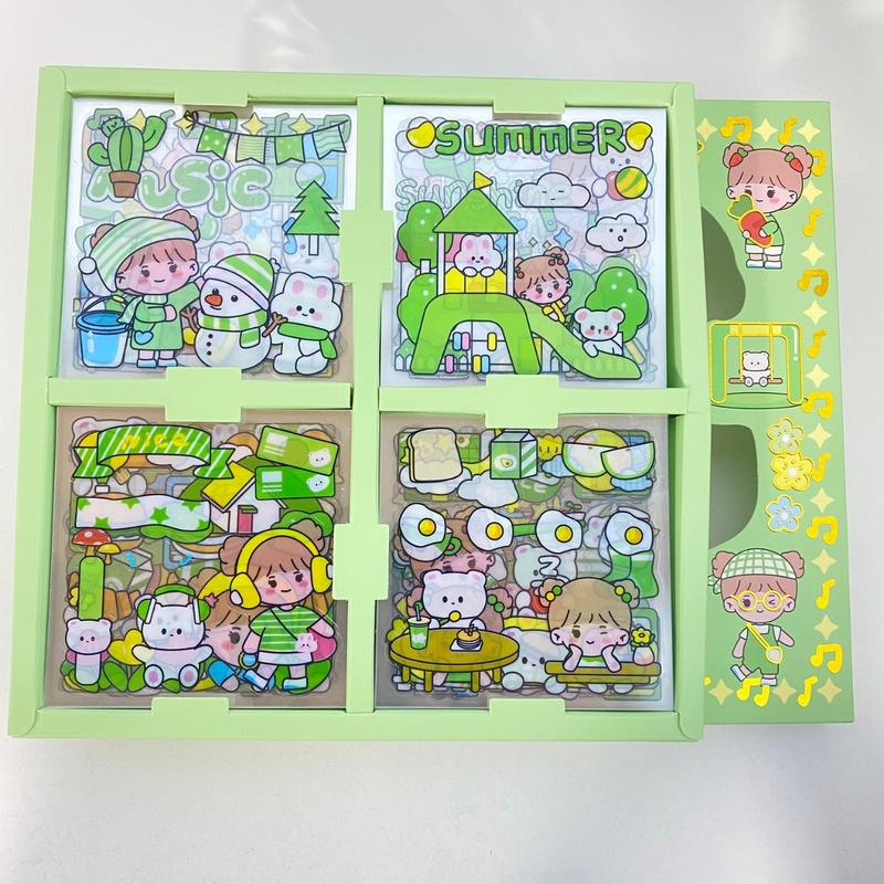 Sticker hộp gồm 100 tấm hình dán dùng để trang trí sổ, bình nước