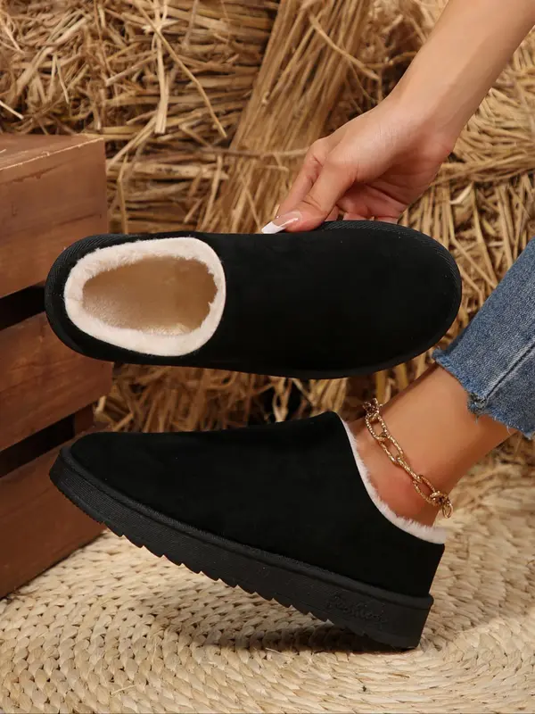 Women's Solid Color Plush Slippers, Casual Soft Comfortable Home Platform Slippers, Warm Slippers for Indoor & Outdoor Use for Fall & Winter Footwear Walking Shoes 0