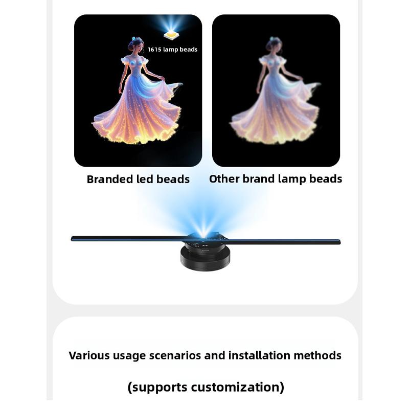 WiFi Holographic Projector 42cm 224LED, LED Chips, 3D Holographic Advertising Image Download, Hologram Reader, Logo Display