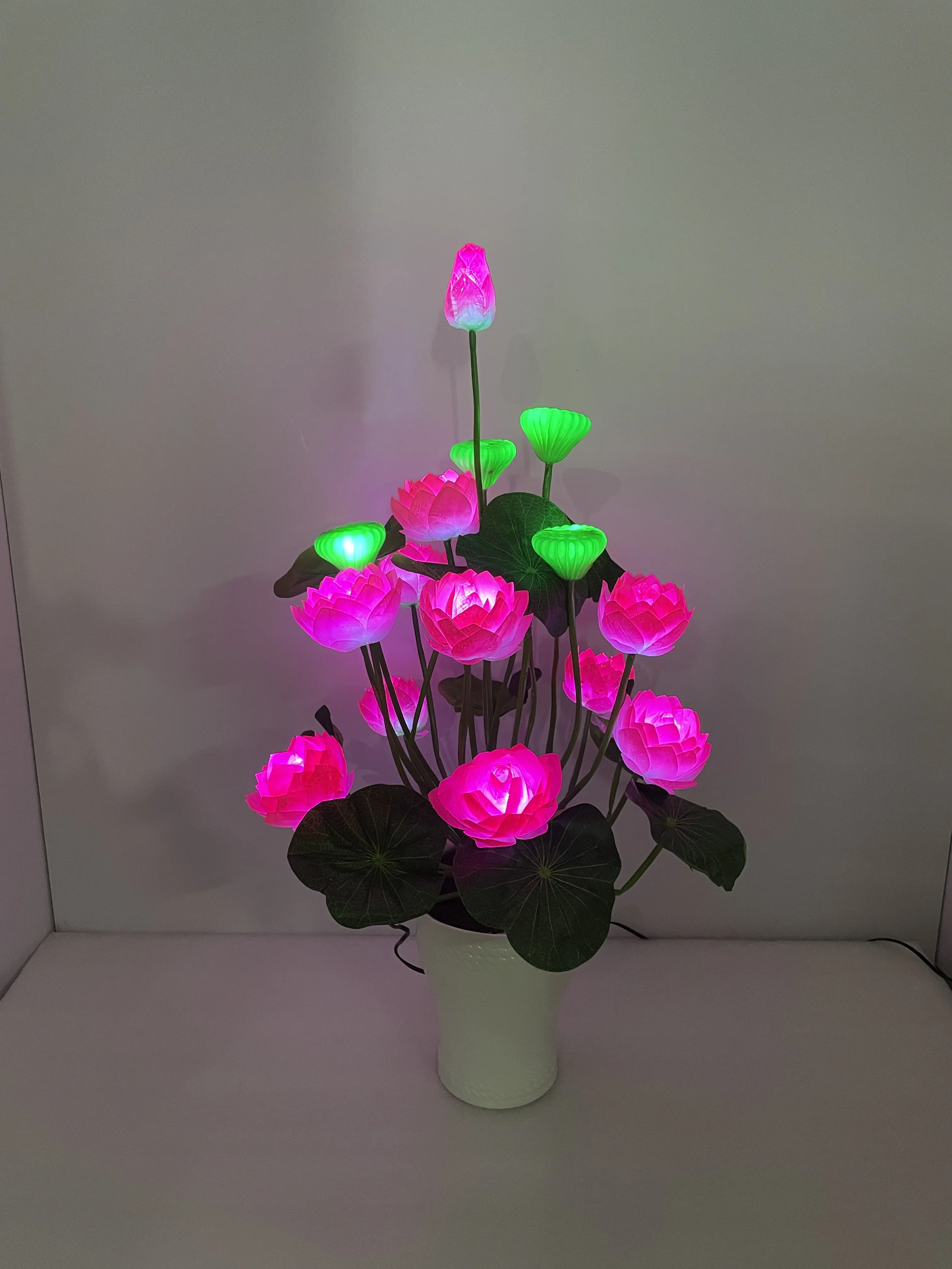 Hoa Sen Trang trí Có Đèn Cao 80 cm, Hoa Có Điện- Hoa Điện Trường Lực