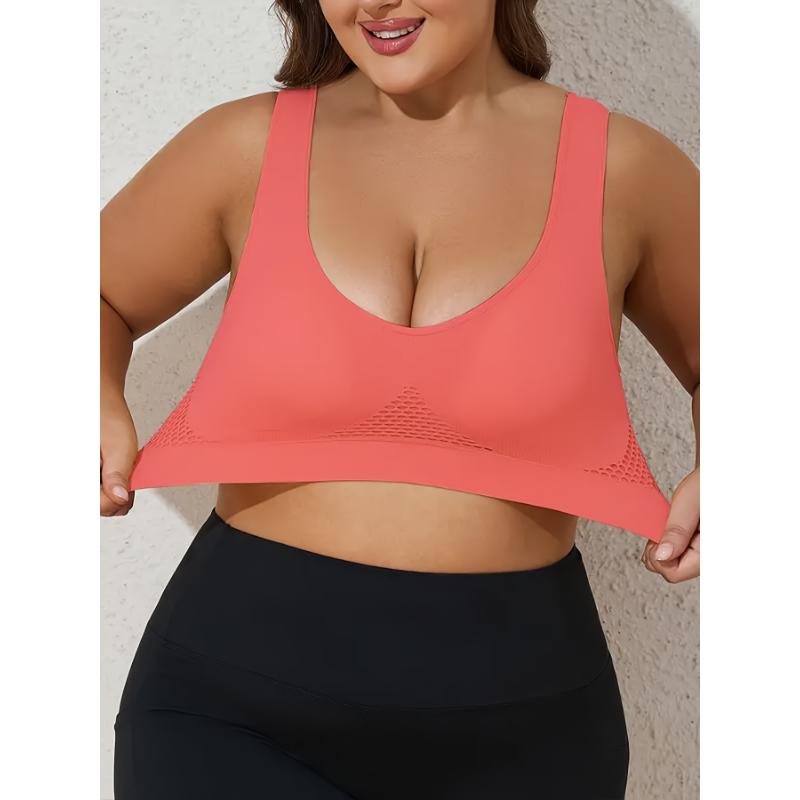 Large Size Seamless Sports Bra for Women - Purple, Breathable Mesh with Removable Pads, Comfortable and Fitted Vest Style, Breathable High Elasticity Fitness Running Wireless Hollow Mesh Yoga Underwear, Suitable for Fitness, Work, 6