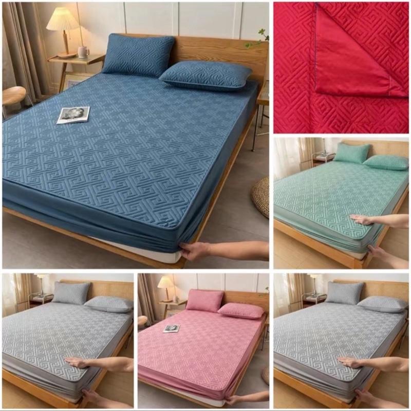 Bộ ga gối phi lụa trần bông chất liệu thoáng mát thấm hút mồ hôi tốt, Bộ 3 món ga giường +vỏ gối bọc đệm phi lụa cho mùa hè