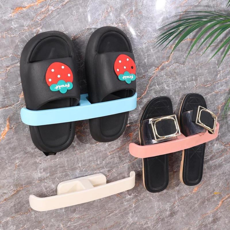 Giá Để Dép Treo Tường, Hàng Mới Về, Không Cần Đục Lỗ, Móc Treo Đồ Lặt Vặt, Chịu Lực, Thích Hợp Cho Khăn Và Thoát Nước, Tiết Kiệm Không Gian, Giá Để Giày Trong Phòng Tắm, Cuộc Sống Dễ Dàng 3