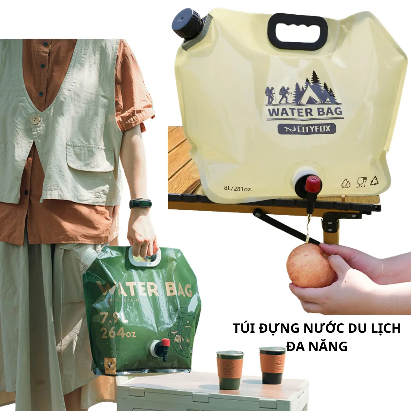 Túi đựng nước in họa tiết Water Bag cao cấp dã ngoại, du lịch gấp gọn