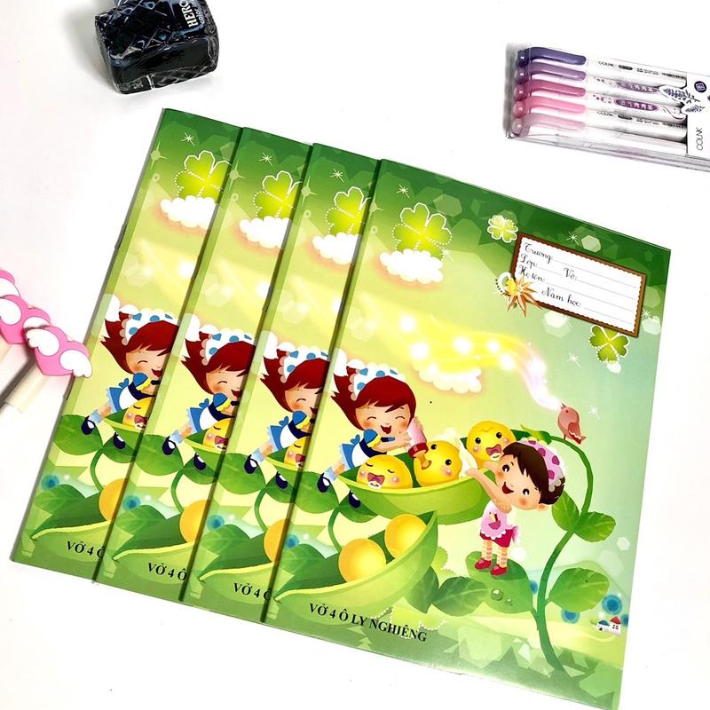 Vở ô ly dòng kẻ nghiêng - vở ô ly luyện viết chữ nghiêng - Vở ô ly nghiêng 4 ly 48 trang