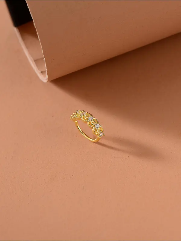 Rhinestone Decorated Nose Ring, Women's Fashionable Body Jewelry for Daily Wear, Copper Jewelry for Women 2