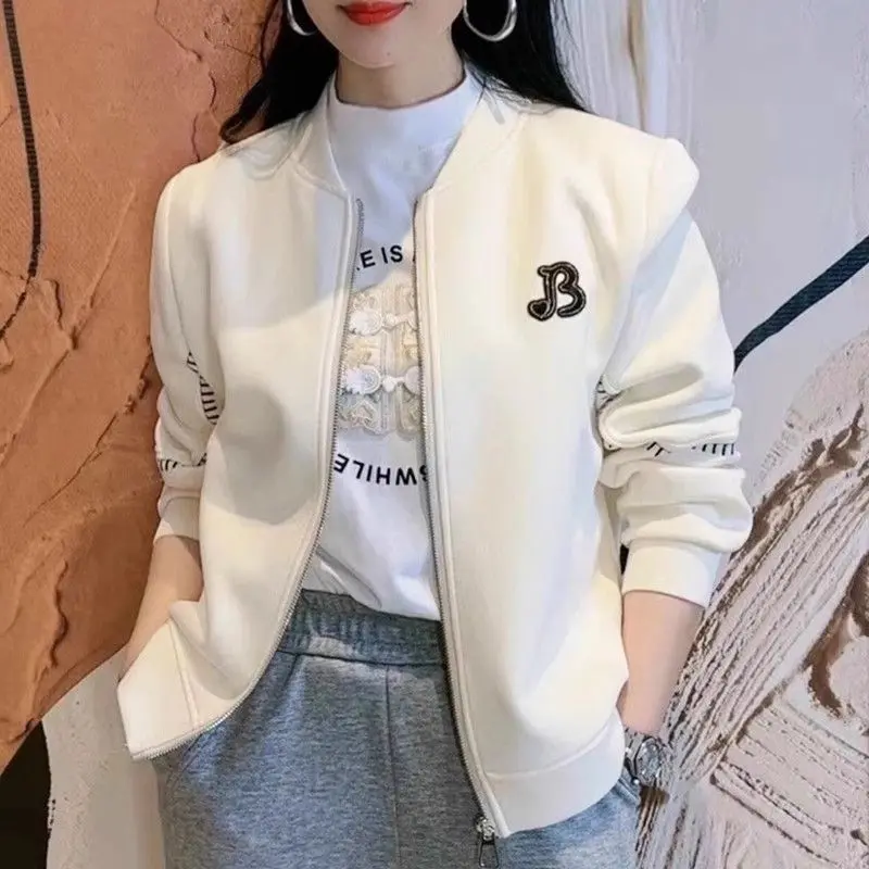 Áo Khoác Ngắn Cho Nữ, Thời Trang Xuân Thu, Phong Cách Phương Tây Thường Ngày Thiết Kế Dễ Phối Đồ Áo Bóng Chày Dài Tay Có Khóa Kéo, Hàng Mới Về, Thích Hợp Cho Mùa Mùa Thu, 2024
