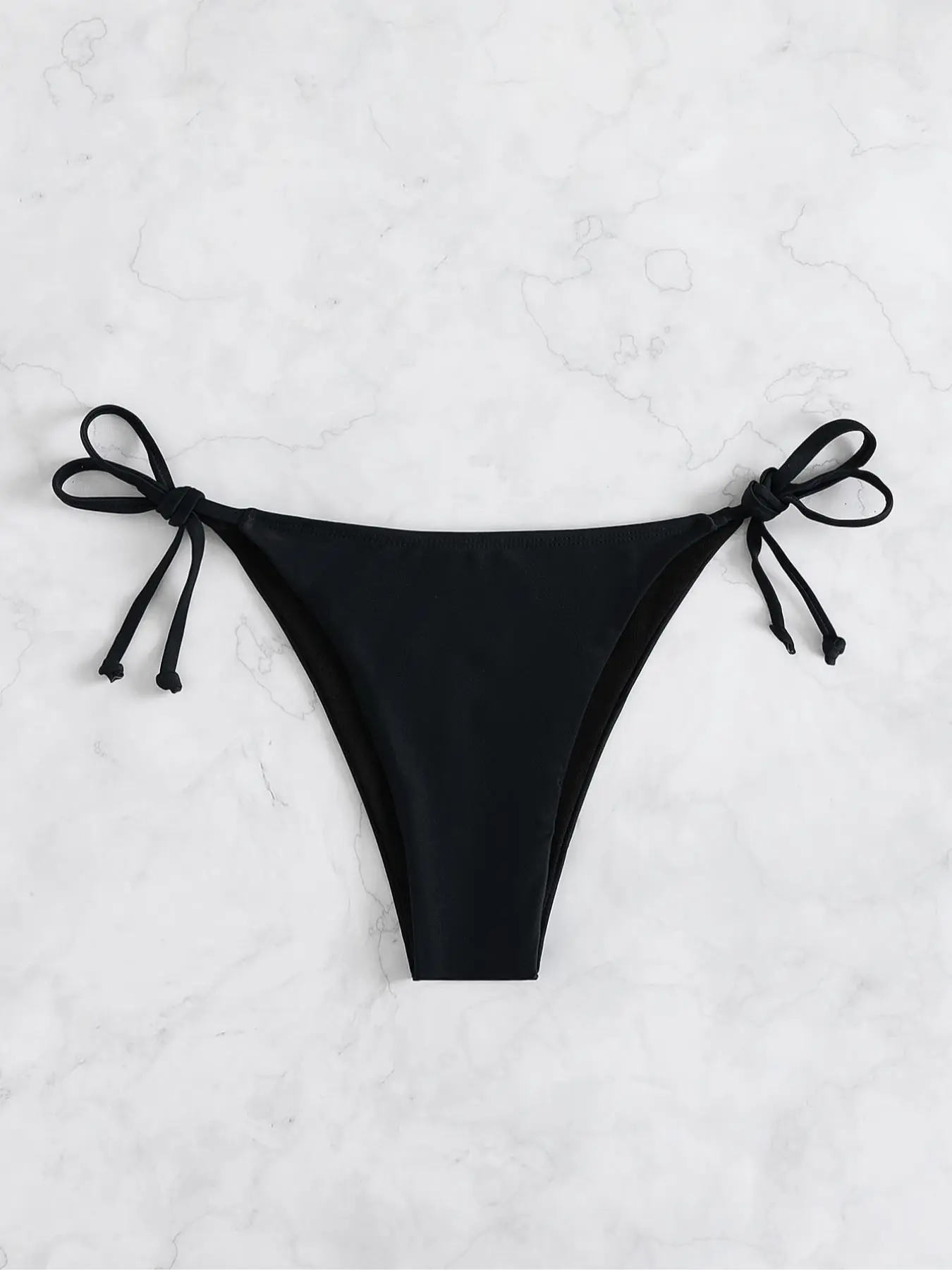 Women's Solid Bow Side Bikini Bottom, Casual Tie Side Swim Bottom for Beach Holiday Vacation, Ladies Swimwear for All Seasons