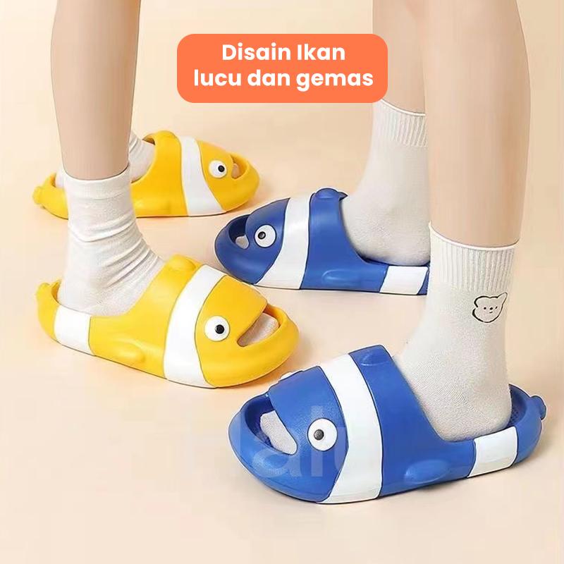 Product Introduction of 【MADE IN INDONESIA】HALU Sendal Anak Laki Laki Sandal Slop Motif Ikan Nemo Lucu Prempuan Laki - Laki Selop Anak Size 24-35 HSN152 29