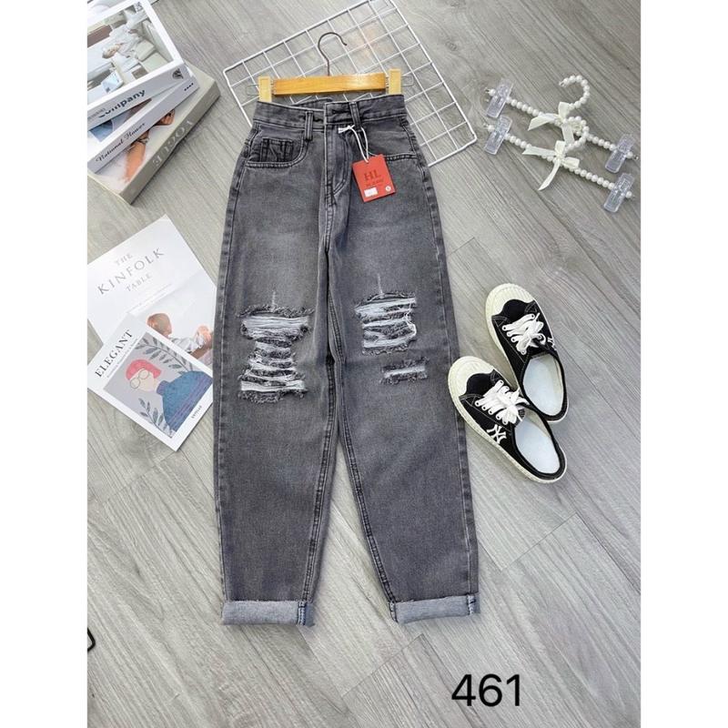 Quần Jean Baggy Rách Nhiều Thời Trang Cá Tính Cạp Cao.Phong Cách Trẻ Trung Hiện Đại.Phối Chất Vải Bò Dày Mềm Không Co Giãn 5