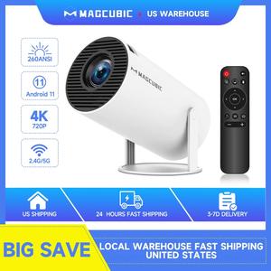 Yunji Ke HY300, Serasi dengan Projektor 4K, 260 ANSI Lumens, Sistem Android 13, Projektor Mudah Alih, WiFi Dwi, Sesuai untuk Penggunaan Luaran, Pawagam, Teater Rumah, Menyokong resolusi sehingga 600P.