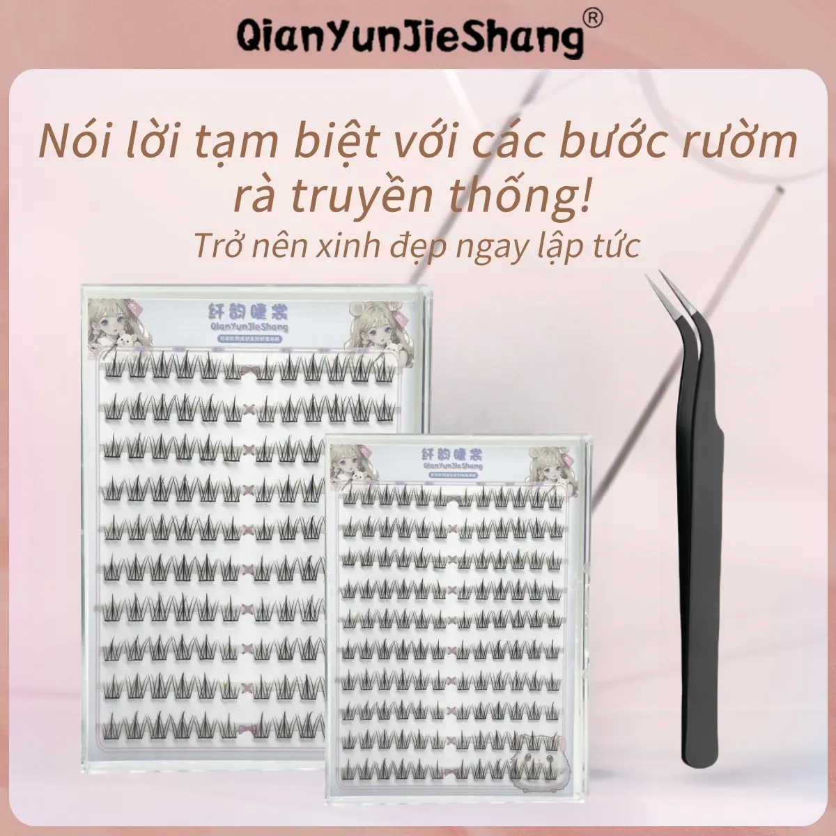 Lông Mi Giả Không Keo QianYun Mi Giả Tự Dính Hướng Dương Có Thể Được Tái Sử Dụng Mi tự dính Dung tích lớn