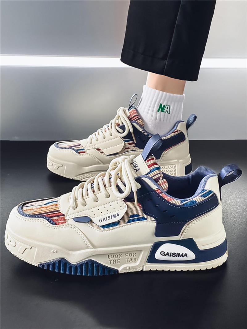 Product Introduction of Men's Fashionable Colorful Lace Up Low Top Sneakers, Casual Comfortable Sports Running Shoes, Trendy All-match Sneakers for Daily Wear 5
