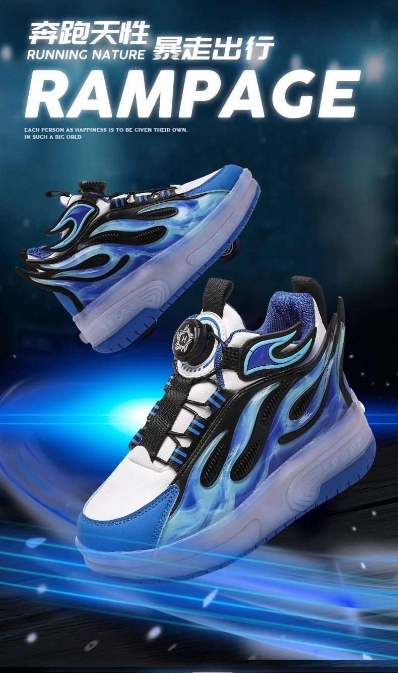 Product Introduction of In Stock Children's Heelys Detachable Skate Shoes Boys and Girls Roller Skates Heelys Boys 2024 New Summer Children's Pulley Sneaker Skates Double Wheel Breathable Walking Shoes Boys 1