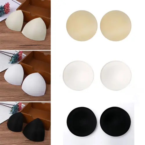 Women’s 2PCS Bra Pads, Triangle/Round Shapes Sewn Bra Inserts Liner Pads