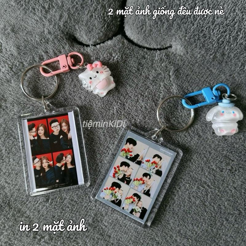 [MUA 9 TẶNG 1] Móc Khóa Photobooth Keychain In Ảnh Theo Yêu Cầu kèm charm xinh xắn Women Móc Chìa Khoá Móc Khoá Nhung Hoa