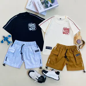 STRIBLYKIDS X DINODAY Setelan Anak Laki Laki Perempuan Baju Kaos Distro Shine Your Day Celana Cargo Premium