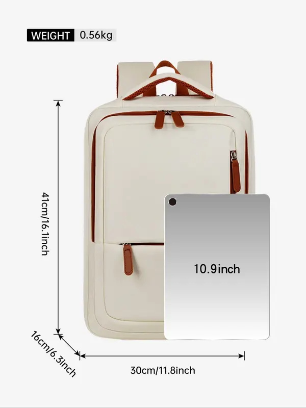 Large Capacity Laptop Backpack, Casual Solid Color Zipper Backpack with USB Port, Multi-functional Backpack for Travel & Business & School 1