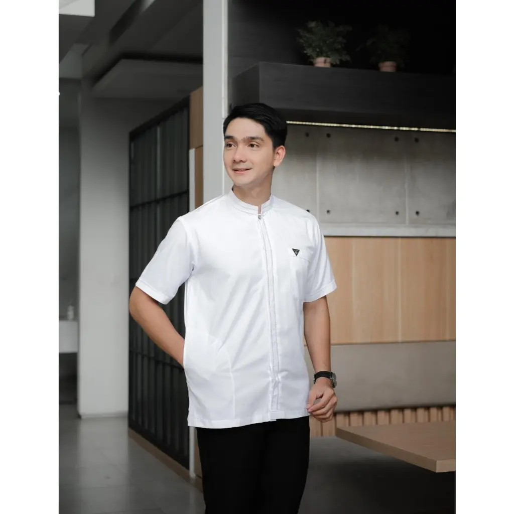 Baju Koko Haramain Warna Putih Lengan Pendek Yasharah Koko Pria Remaja Dan Dewasa Bahan Toyobo Premium