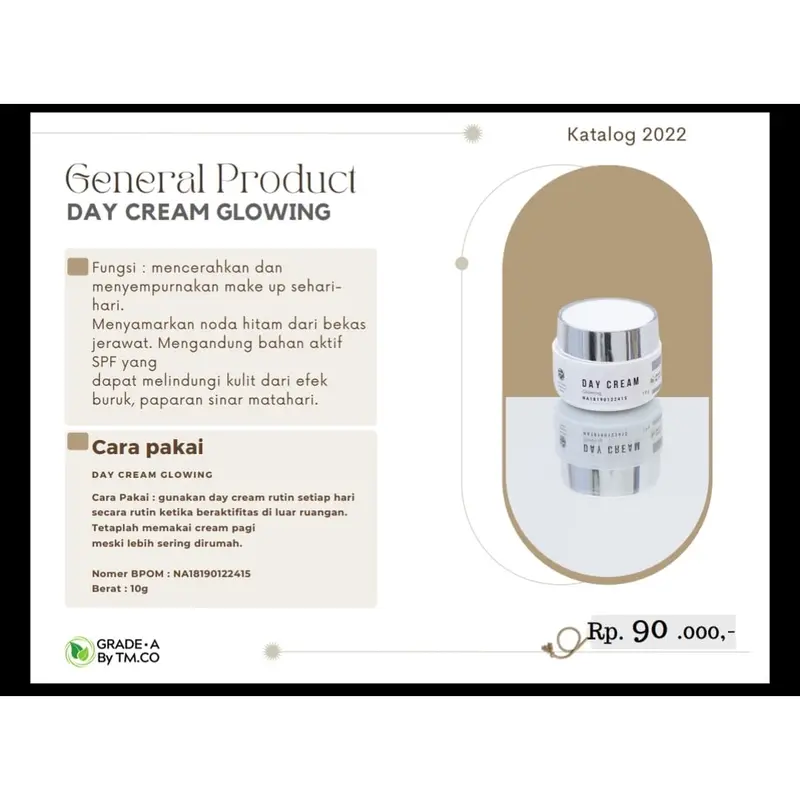 Grade A Day Cream Glowing Grade A by TMCO SKINCARE / Mencerahkan Kulit Wajah / Skincare Perawatan Wajah 1